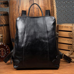 Casual Black Mens Leather 15-inch Computer Backpack Brown Travel Backpack School Backpack for men - imessengerbags