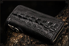 Handmade Leather Mens Chain Biker Wallet Cool Leather Wallet Long Clutch Wallets for Men