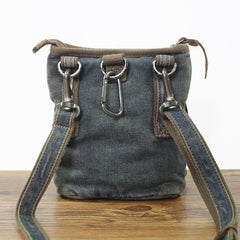 Blue Denim Mens Casual Small Vertical Messenger Bag Jean Belt Bag Belt Pouch For Men - imessengerbags