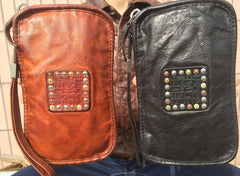 Handmade Genuine Leather Mens Clutch Cool Long Wallet Zipper Clutch Wristlet Wallet for Men - imessengerbags