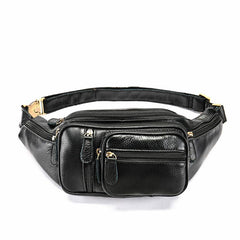 Cool Leather Brown Men's Fanny Pack Black Waist Bag Hip Pack For Men