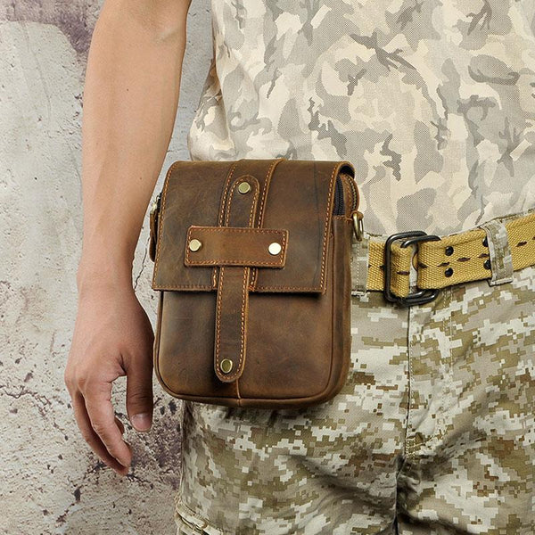 Cool Mens Leather Small Side Bag Belt Pouch Holster Belt Case Waist Pouch for Men - imessengerbags