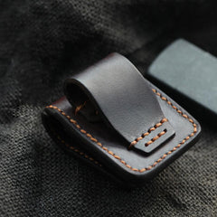 Cool Dark Brown Handmade Leather Mens Standard Zippo Lighter Case With Belt Loop Lighter Holders For Men