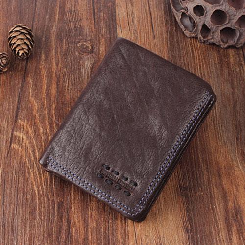 Genuine Leather Mens Cool Slim Leather Wallet Men Small Wallets Bifold for Men - imessengerbags