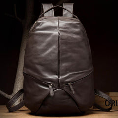Black Fashion Mens Leather 15-inches Large Backpacks Coffee Travel Backpacks School Backpacks for men - imessengerbags