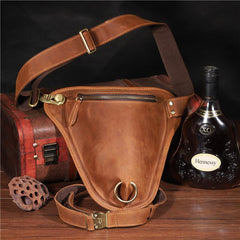 Cool Brown Leather Men's Belt Pouch Belt Bag Drop Leg Bag Waist Bag For Men - imessengerbags
