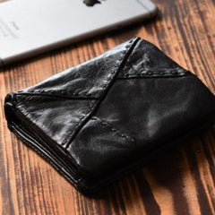 Handmade Mens Cool billfold Leather Wallet Men Small Slim Wallets Bifold for Men - imessengerbags