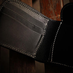 Handmade Leather Bifold Mens billfold Wallet Cool Slim Wallet Biker Wallet for Men - imessengerbags