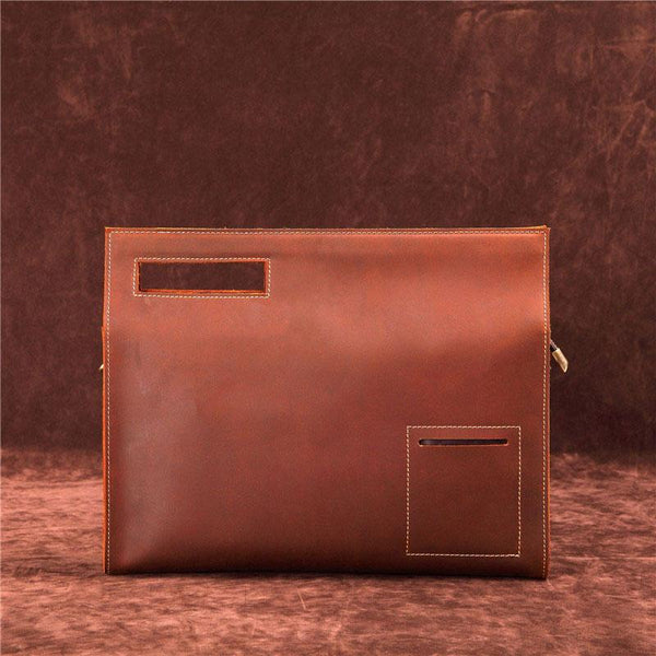 Dark Brown and Brown MENS LEATHER SLIM CLUTCH ENVELOPE BAG CLUTCH BAG FOR MEN - imessengerbags