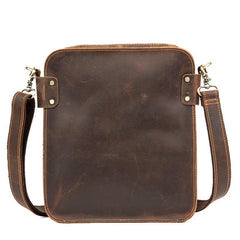 Vintage Dark Brown Cool Leather 12 inches Vertical Courier Bag Messenger Bags for Men - imessengerbags