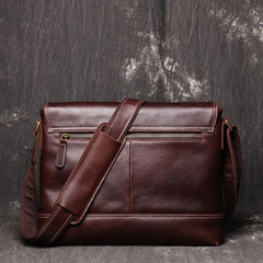Brown Leather Mens 12 inches Large Laptop Side Bag Courier Bag Messenger Bag Postman Bag For Men