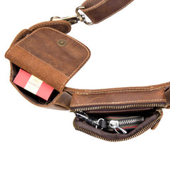 Cool Brown Leather Mens Fanny Pack Tool Waist Bags Hip Pack Belt Bag Bumbags for Men