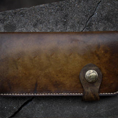 Handmade Mens Vintage Leather Long Biker Wallet Cool Long Chain Wallet for Men - imessengerbags