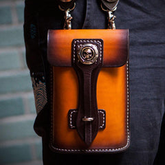 Handmade Biker Leather Belt Pouch Mens Cases Waist Bag Hip Pack Belt Bag Fanny Pack Bumbag for Men - imessengerbags