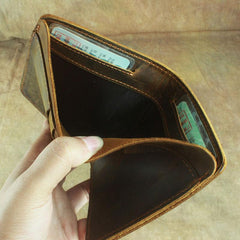 Vintage Mens Leather Slim Bifold Small Wallet Cool billfold Slim Small Wallet for Men - imessengerbags