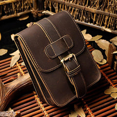 Small Leather Belt Pouch Mens Holsters Belt Cases Cell Phone Waist Pouch for Men