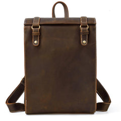 Dark Brown Mens Leather Satchel College Backpack Laptop Backpack Satchel Backpack for Men