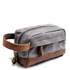 Cool Canvas Leather Mens Clutch Bag Handbag Storage Bag Wash Bag For Men - imessengerbags
