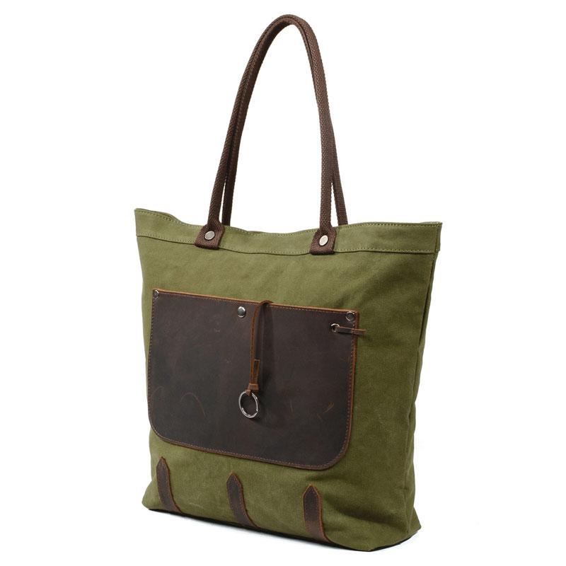 Mens Waxed Canvas Large Tote Bag Canvas Handbag Canvas Shoulder Bag for Men