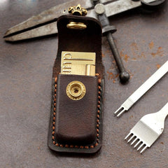 Skull Handmade Leather Mens Dunhill Lighter Case With Belt Loop Cool Dunhill Lighter Holders For Men - imessengerbags