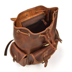 Vintage Leather Mens 14inch Laptop Backpack Travel Backpacks School Backpacks for Men - imessengerbags