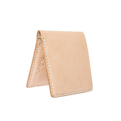 Handmade Beige Leather Mens billfold Wallet Bifold Front Pocket Small Wallet For Men - imessengerbags