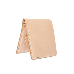 Handmade Beige Leather Mens billfold Wallet Bifold Front Pocket Small Wallet For Men