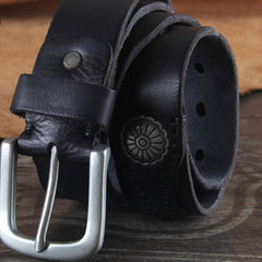 Genuine Leather Punk Rock Biker Trucker Mens Belt Men Black Coffee Belt for Men