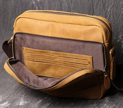 Tan Leather Men's Messenger Bag Side Bag iPad Courier Bags Tan Postman Bag For Men