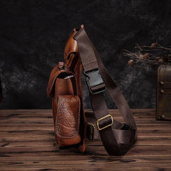 Cool Brown Leather Men's Waist Bag Phone Holster Shoulder Bag Mini Side Bag Belt Pouch For Men - imessengerbags
