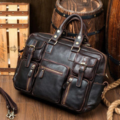 Black Cool Leather Mens Weekender Bag Shoulder Travel Briefcase Duffle Bag Light Brown luggage Bag for Men