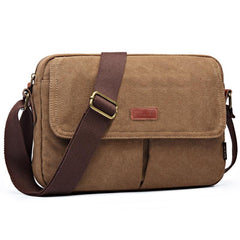Cool Canvas Leather Mens Small Black Tablet Bag Shoulder Bag Gray Side Bag Messenger Bag for Men - imessengerbags