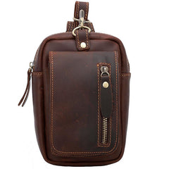 Black Vintage Leather Mens Belt Pouch Belt Bag Hip Pouch Waist Bags Dark Brown For Men - imessengerbags