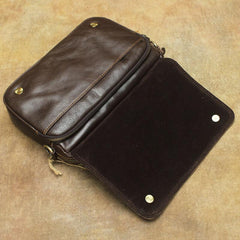 Vintage Leather Mens Dark Brown Small Messenger Bag Shoulder Bags Side Bag for Men - imessengerbags