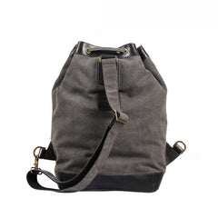 Fashion Canvas Leather Mens Bucket Sling Bag Sling Pack Khaki Canvas Sling Backpack for Men