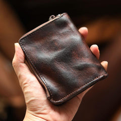 Cool Brown Leather Mens billfold Wallet Bifold SMall Wallet Black Front Pocket Wallet For Men - imessengerbags