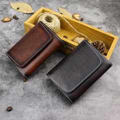 Vintage Brown Leather Men's Small Wallet Black billfold Card Wallet For Men - imessengerbags