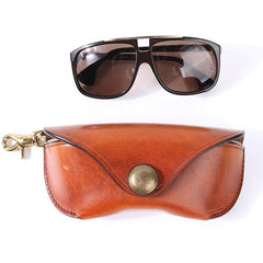 Handmade Mens Cool Brown Leather Glasses Case Glasses Box Glasses Holder Sunglasses Case for Men - imessengerbags