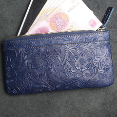 Handmade Leather Mens Cool Zipper Phone Travel Long Wallet Holder Slim Clutch Wallets for Men - imessengerbags