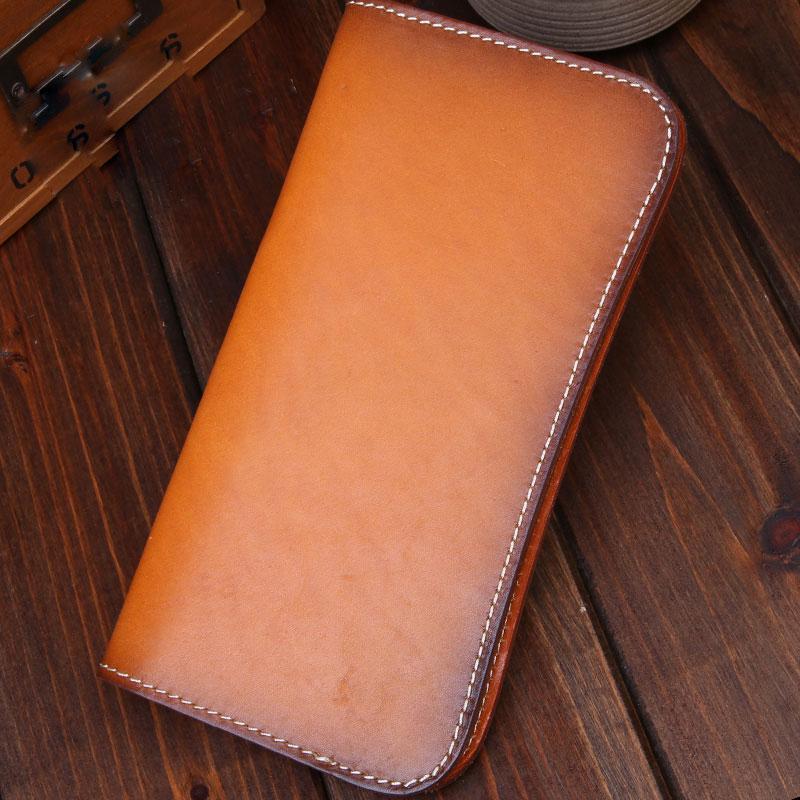 Handmade Leather Mens Clutch Wallet Cool Leather Wallet Long Phone Wallets for Men