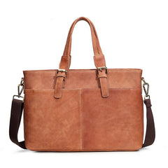 Brown Cool Leather 14 inches Light Brown Briefcase Messenger Bag Handbag Shoulder Bag For Men