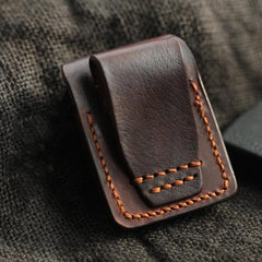 Cool Coffee Handmade Leather Mens Zippo Lighter Cases Standard Zippo Belt Loop Lighter Holders For Men