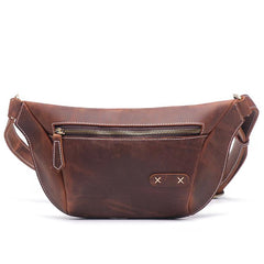 Vintage Brown Leather Men's Fanny Pack Hip Pack Waist Bag For Men