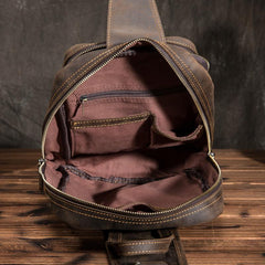 Cool MENS LEATHER CHEST BAGS SLING BAGs ONE SHOULDER BACKPACK FOR MEN