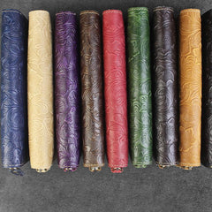 Handmade Leather Floral Mens Cool Travel Long Wallet Card Holder Card Slim Clutch Wallets for Men - imessengerbags