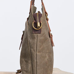 Mens Gray Canvas Briefcase Handbag Work Bag Business Bag for Men - imessengerbags