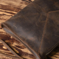 Handmade Leather Mens Clutch Cool Slim BagZipper Clutch Wristlet Wallet for Men - imessengerbags