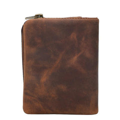 Vintage Leather Mens Bifold Small Wallet billfold Wallet Within Detachable Coin Holder for Men - imessengerbags