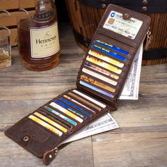 Cool Dark Brown Mens long Card Wallet Mutlicard Wallet Card Wallet Bifold Long Wallet for Men - imessengerbags