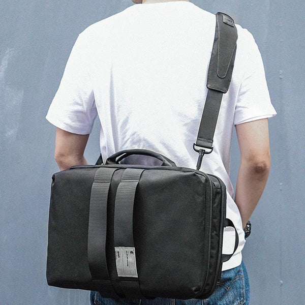 Cool PVC Canvas Men's Blue Messenger Bag Travel Backpack 15.5'' Black Handbag For Men - imessengerbags